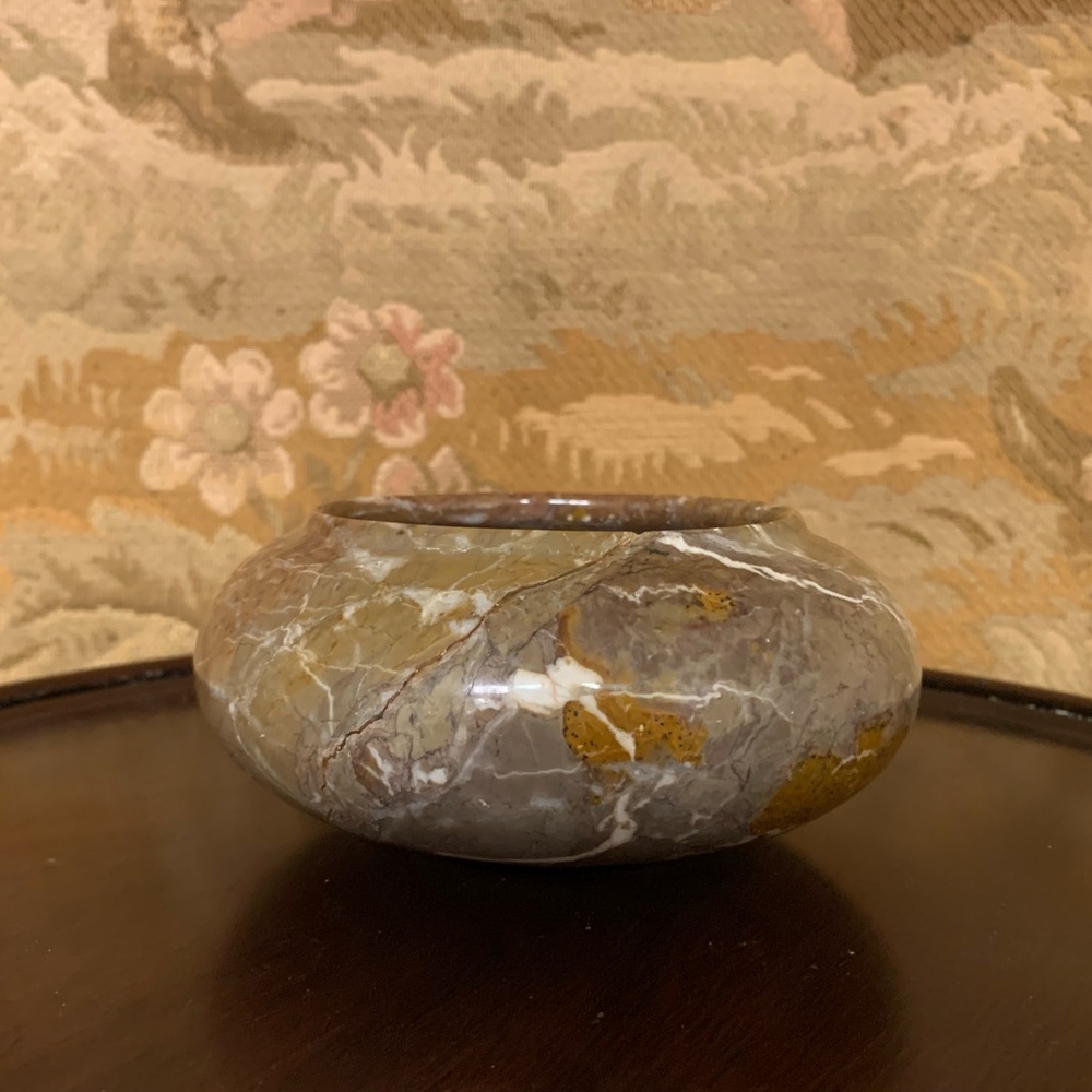 Tan Gray White Marble Container
